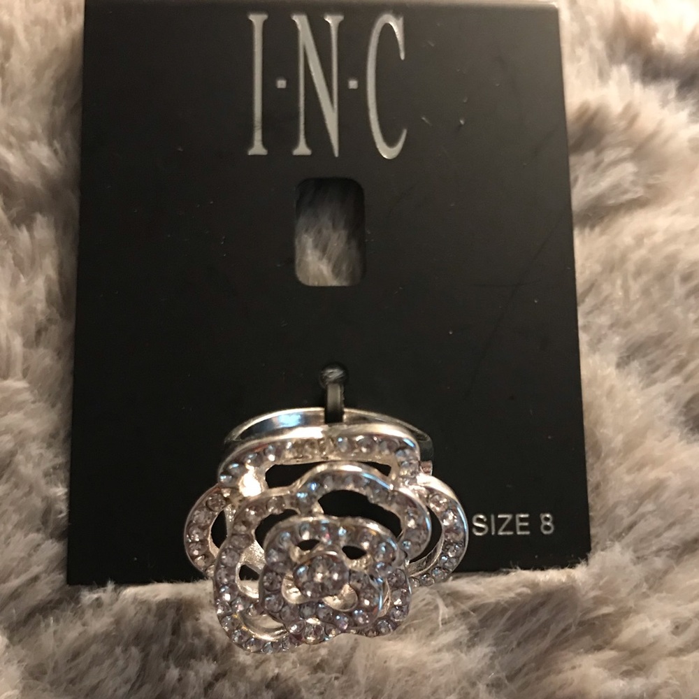 Stunning silver pave rose ring